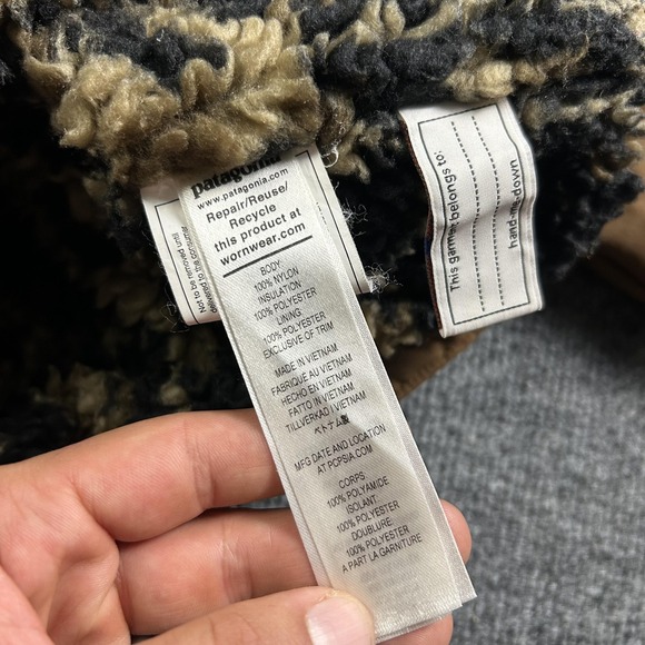 Patagonia Jacket Kids XS 5-6 Brown Hooded Sherpa Lined Parka Winter Warm Outdoor - Picture 3 of 5